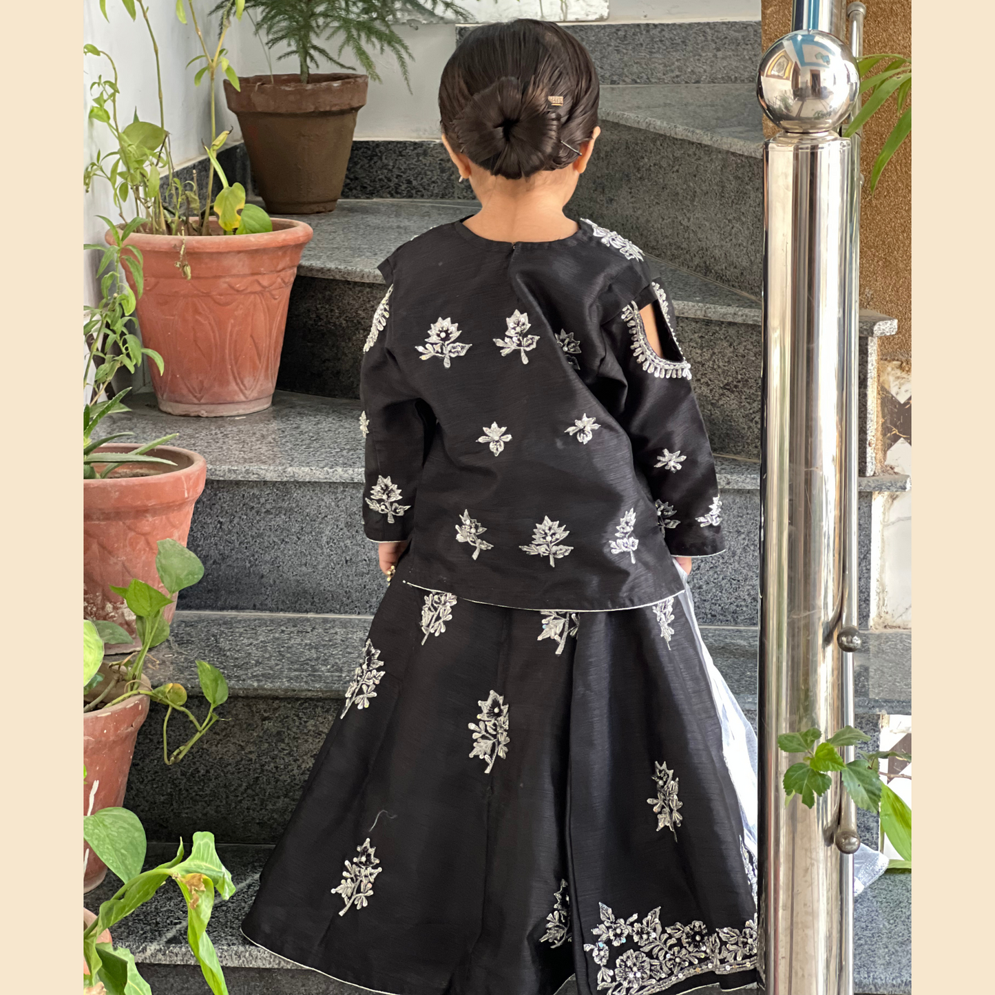 Premium Black & Silver Lehenga Set with Civil Stitching – 3P