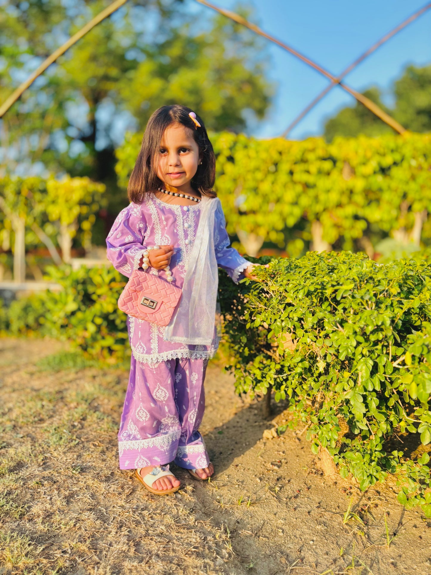 Lilac Farshi Shalwar 3P Set – Premium Lawn(Deen Textile)
