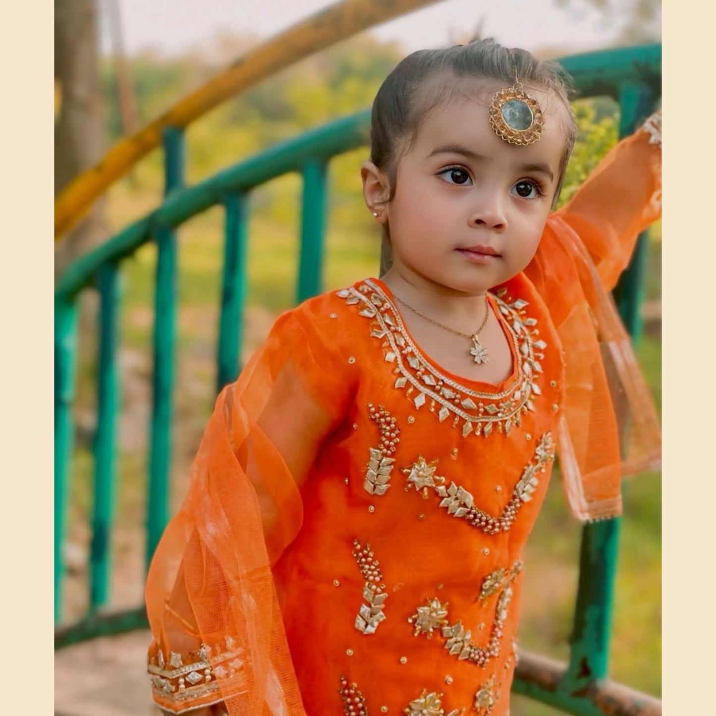 Traditional Handmade Gota Gharara – Orange 3P