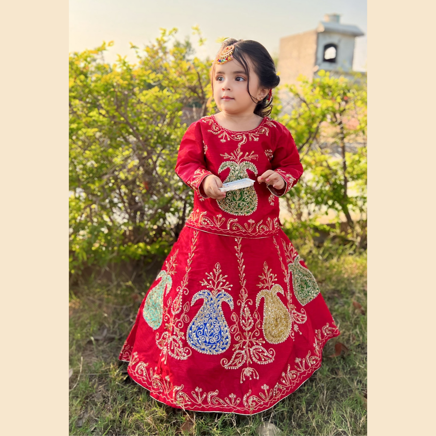 Premium Raw Silk Lehenga Set – Handmade 3P with Adjustable Fit & Fancy Dupatta