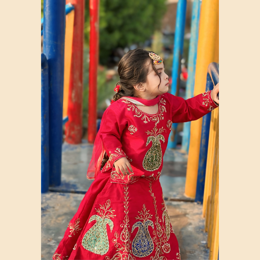 Premium Raw Silk Lehenga Set – Handmade 3P with Adjustable Fit & Fancy Dupatta