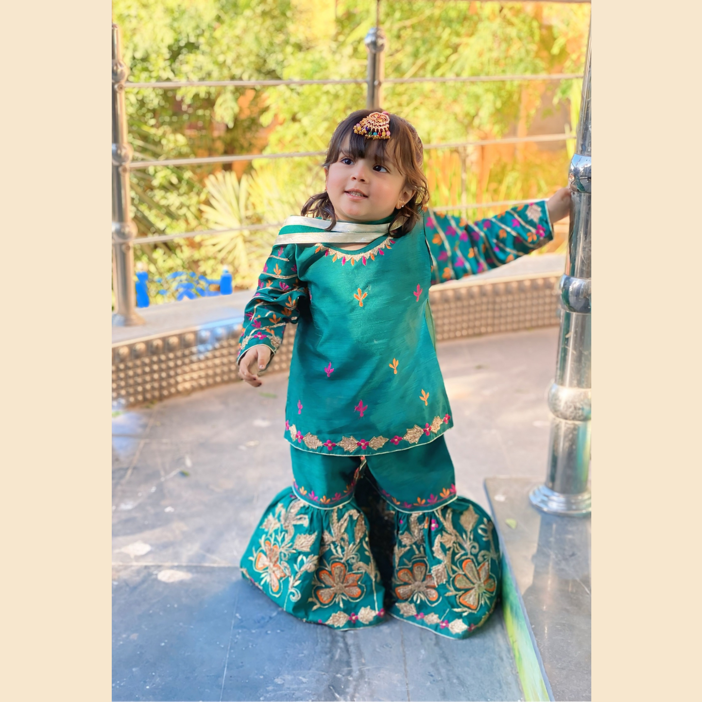 Raw Silk Gharara Set- 3P