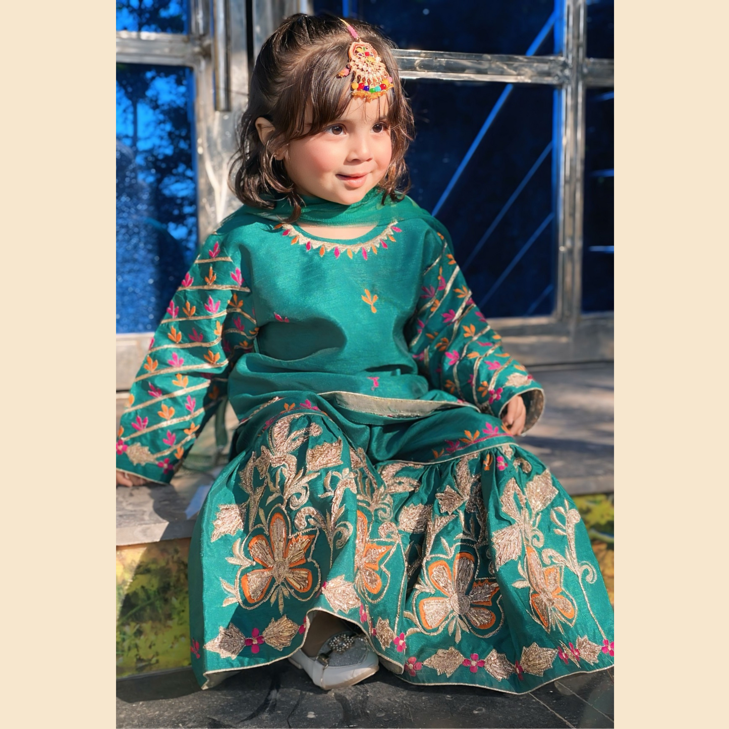 Raw Silk Gharara Set- 3P