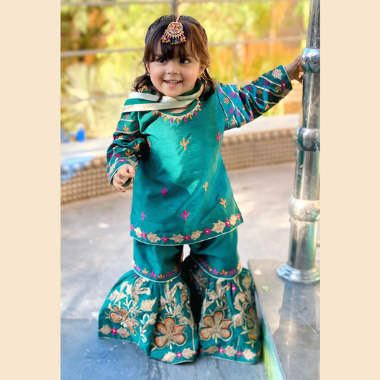 Raw Silk Gharara Set- 3P