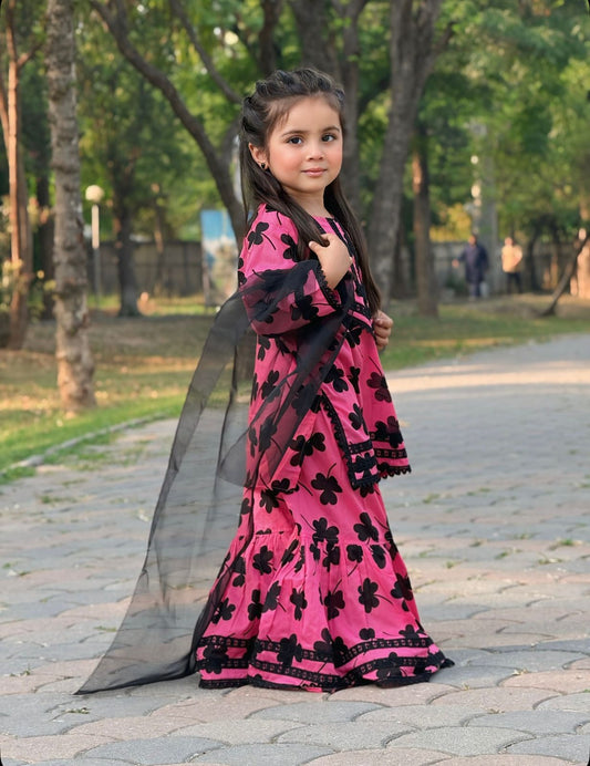 Bloom Kids Lawn Gharara Set With Duppata