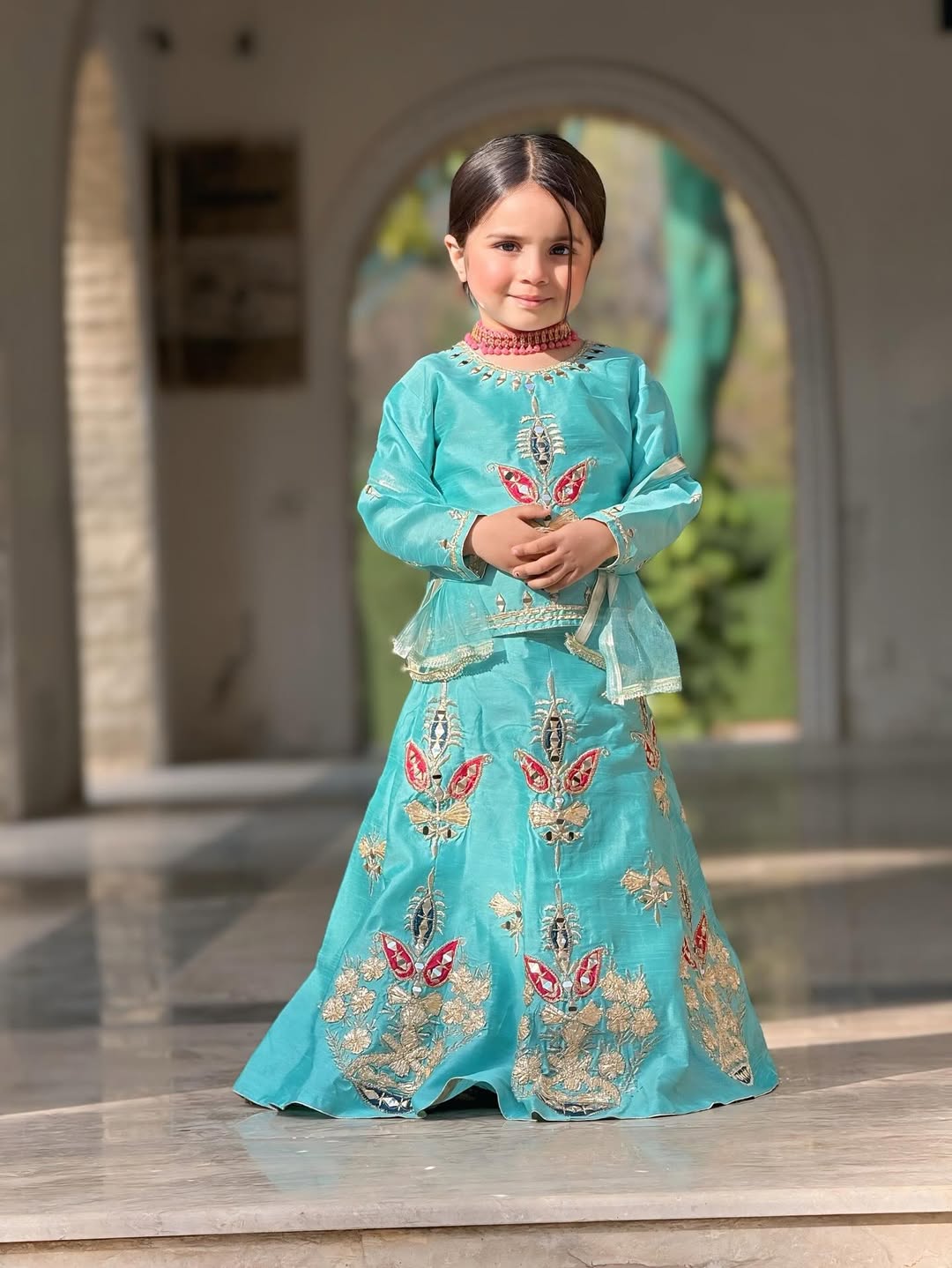 Premium Flora Raw Slick Gota Lehenga Set