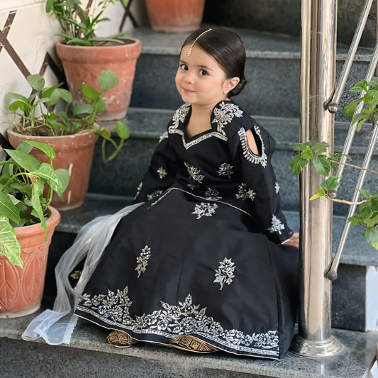 Premium Black & Silver Lehenga Set with Civil Stitching – 3P