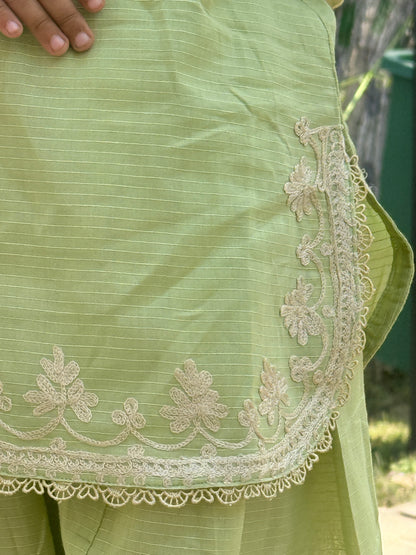 Farshi Shalwar Doriya Cotton with Hand-Painted Organza