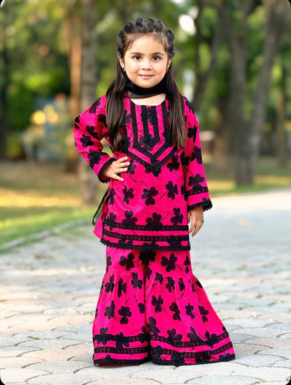 Bloom Kids Lawn Gharara Set With Duppata