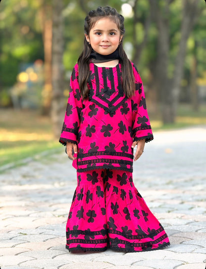Bloom Kids Lawn Gharara Set With Duppata