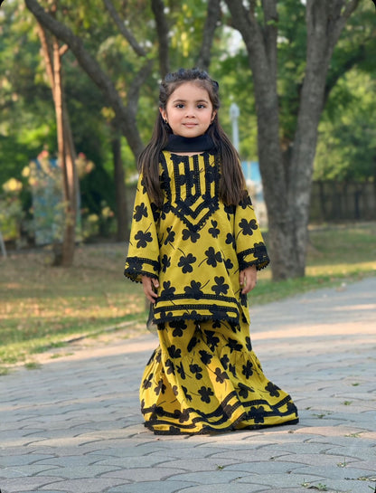 Bloom Kids Lawn Gharara Set With Duppata