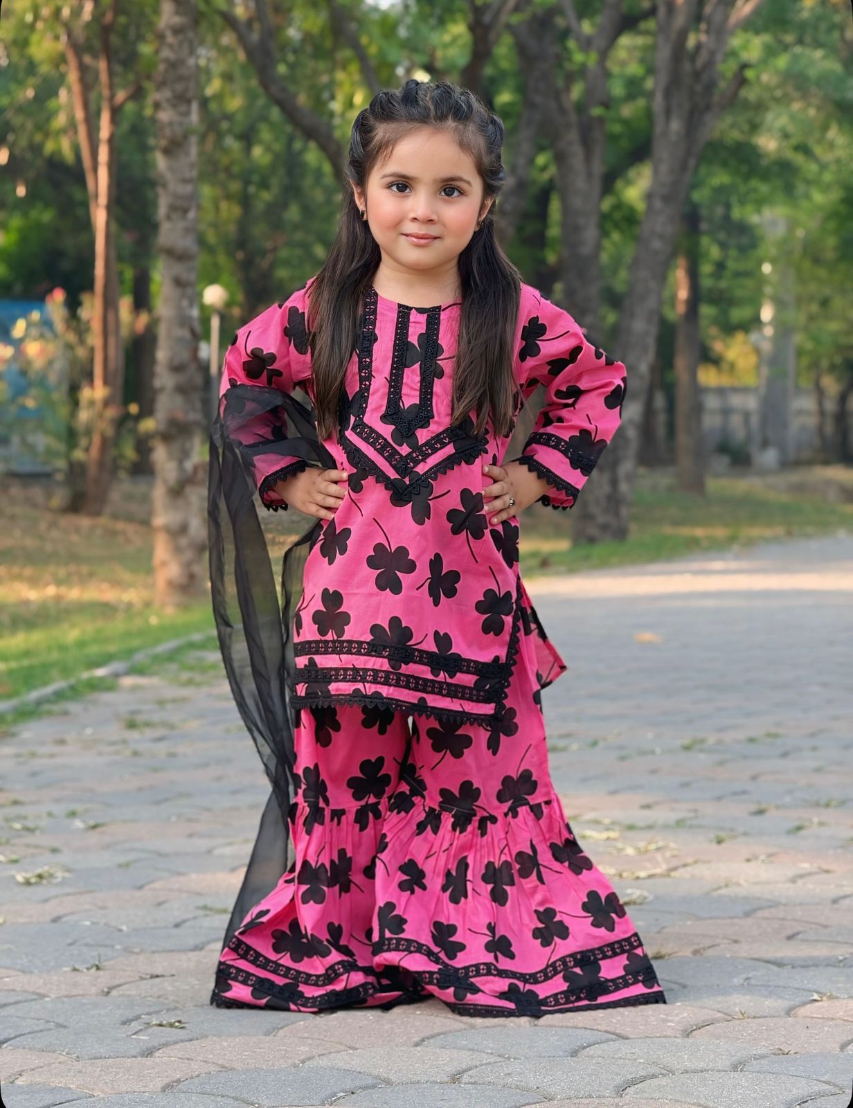Bloom Kids Lawn Gharara Set With Duppata