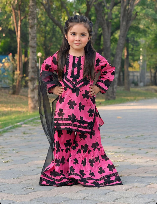 Bloom Kids Lawn Gharara Set With Duppata