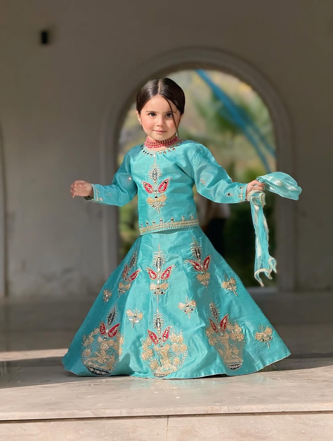 Premium Flora Raw Slick Gota Lehenga Set