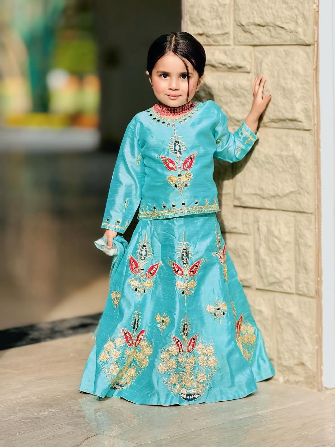 Premium Flora Raw Slick Gota Lehenga Set