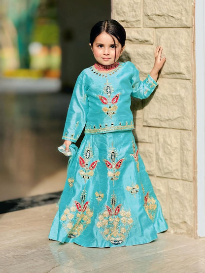 Premium Flora Raw Slick Gota Lehenga Set