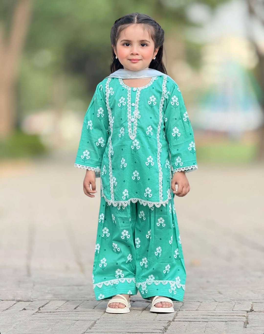 Printed Farshi Shalwar Kameez Set with Dupatta