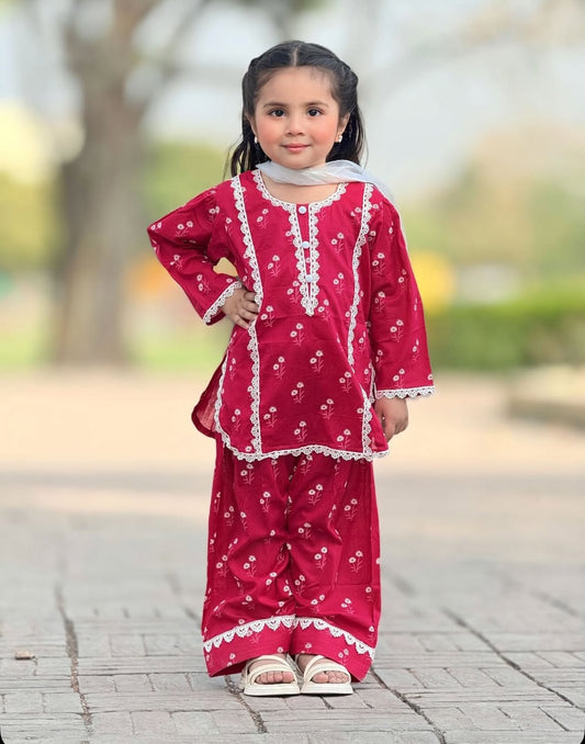 Printed Farshi Shalwar Kameez Set with Dupatta